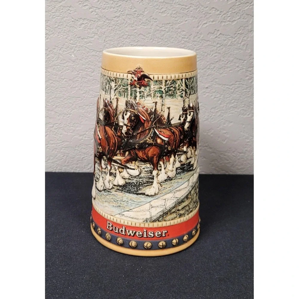 Vintage 1988 Budweiser Collector's Series Holiday Beer Stein